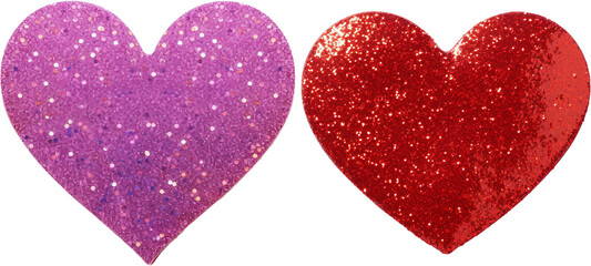 Glittering hearts isolated on white