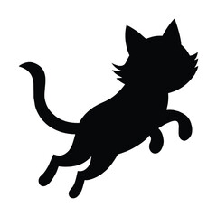 silhouette of a cat jump on white
