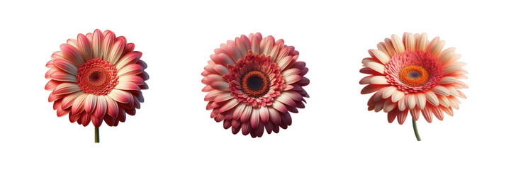Fototapeta premium Collection Set of beautiful Gerbera Flower, isolated over on transparent white background