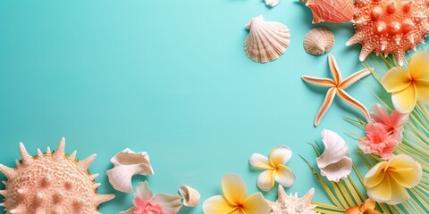 Coastal Elements On Vibrant Background, Ample Room For Text Or Objects. Сoncept Aerial Landscapes, Adventure Sports, Stunning Sunsets, Nature Macro Photography, Urban Cityscapes