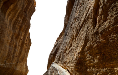 Mountains of Petra ( carved on white background), Jordan, Middle East. Petra has been a UNESCO...