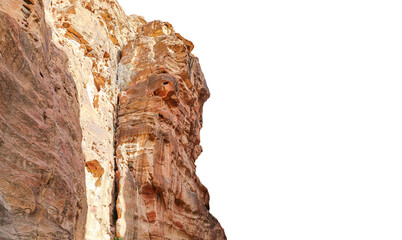 Mountains of Petra (carved on white background), Jordan, Middle East. Petra has been a UNESCO World Heritage Site since 1985