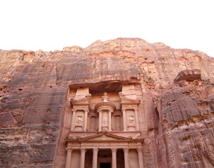Al Khazneh or The Treasury (carved on white background). Petra, Jordan-- it is a symbol of Jordan,...