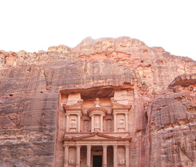 Al Khazneh or The Treasury (carved on white background). Petra, Jordan-- it is a symbol of Jordan, as well as Jordan's most-visited tourist attraction