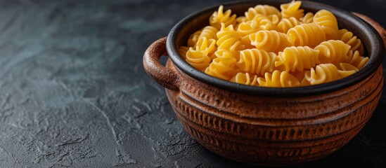 A comforting dish of macaroni and cheese, a popular side dish made with pasta, cheese, and other ingredients, sits on a table.