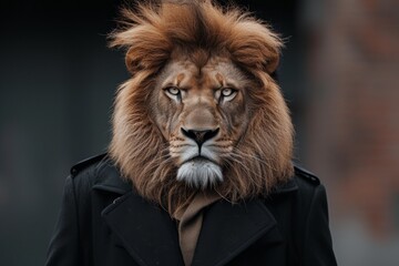 Cool Looking Lion In Fashionable Clothes On. Сoncept Cool Looking Lion, Fashionable Clothes, Wildlife Fashion, Stylish Animal, Animal Fashionista