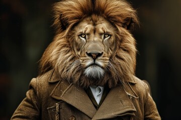 Cool Looking Lion In Fashionable Clothes On