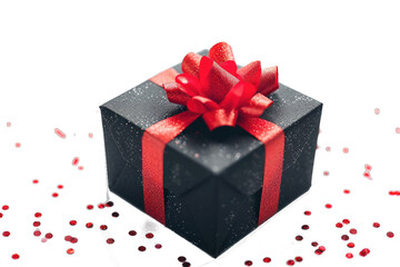 Gift box packaging silhouette, black shadow. with transparent background. Generative AI