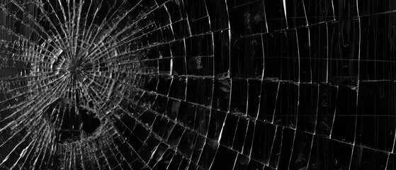 Obraz premium Spiderweb Crack on Dark Surface
