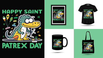 ST Patricks day trex dinosaur t-shirt design vector  © Vectography