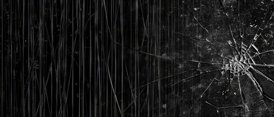Shattered Glass Texture on Black - obrazy, fototapety, plakaty