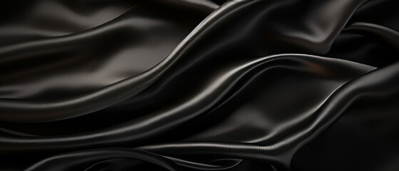 Fototapeta premium Soft waves of luxurious black silk with a smooth texture