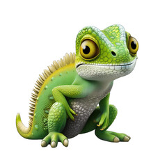 Chameleon cartoon character on transparent Background