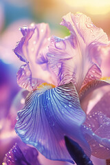 Macro photography, super wide Angle, Glass textured iris flower