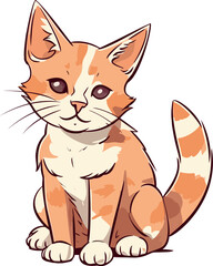 Vector illustration of an orange tabby cat perched atop a white background