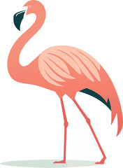 flamingo walking in the sun vector, eps format and clipping