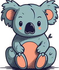 Vector graphic of a tiny koala animal sitting on a white background