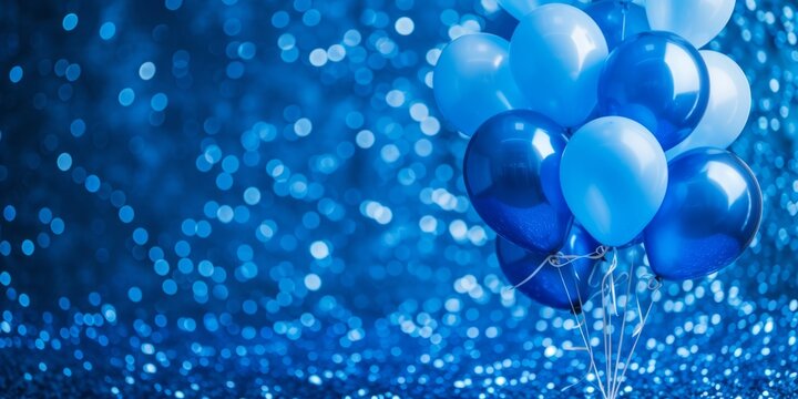 Vibrant Blue Celebration Backdrop Adorned With Balloons, Customizable For Any Occasion. Сoncept Gorgeous Nature Landscape Scenery, Golden Hour Sunsets, Candid Moments, Urban Street Style