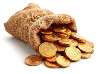 bag of gold on white background