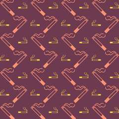 Smoking Icon Vector trendy repeating pattern maroon illustration background