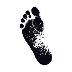 Silhouette foot print on the ground black color only