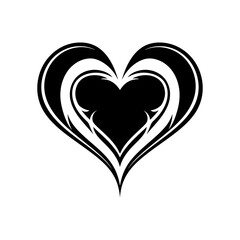 Silhouette heart love logo symbol black color only