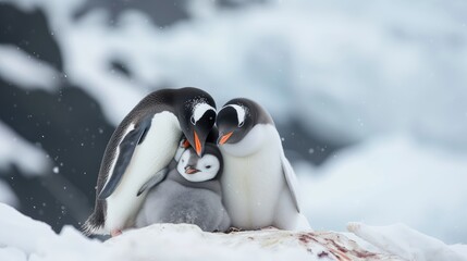 A Penguin Family's Cozy Embrace