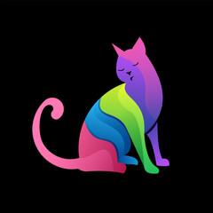 Cat design colorful gradient new style