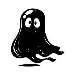 Silhouette cute ghost black color only full body body
