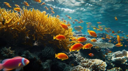 Fototapeta na wymiar The Flow of Vibrant Fish in Coral Gardens