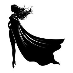 Silhouette cute women hero black color only full body