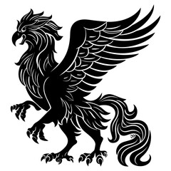 Fototapeta premium Silhouette Griffin black color only full body body