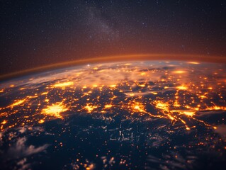 planet earth at night view from space