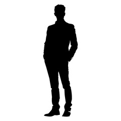 Fototapeta premium Silhouette bussiness man black color only full body