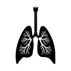 Silhouette for internal organs of the lungs black color only