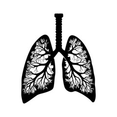 Silhouette for internal organs of the lungs black color only