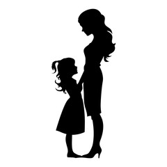 Silhouette for mother day moment black color only full body