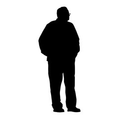 Fototapeta premium Silhouette the elderly man full body black color only