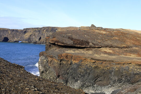 View from Dyrhólaey which is a small promontory located on the south coast of Iceland, not far from the village Vík.