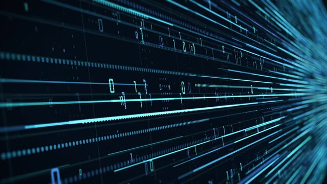 Digital data flow, data science concept, machine learning, big data, high speed global connections and data streaming, binary code, futuristic technology (3d render)