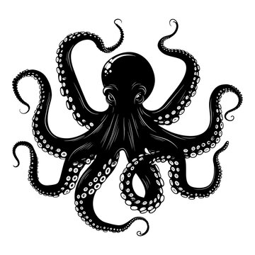 recommend clip art: Silhouette octopus black color only full body 