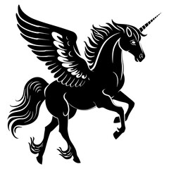 Silhouette pegasus black color only full body 