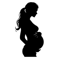 Silhouette pregnant mom full body black color only 