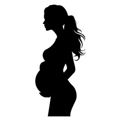 Silhouette pregnant mom full body black color only 