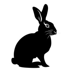 Silhouette rabbit black color only full body 