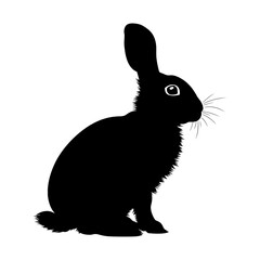 Silhouette rabbit black color only full body 