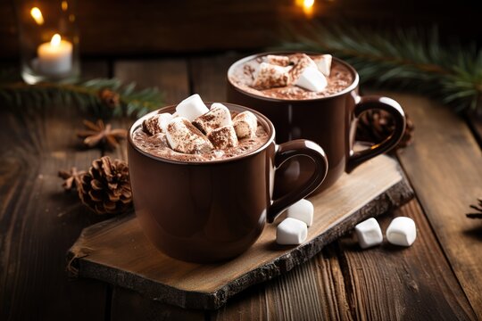 a cup of delicious hot chocolate drink on a wooden table