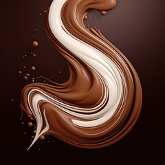 Liquid splash chocolate isolated on brown