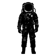 Silhouette astronaut black color only full body