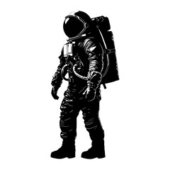 Silhouette astronaut black color only full body